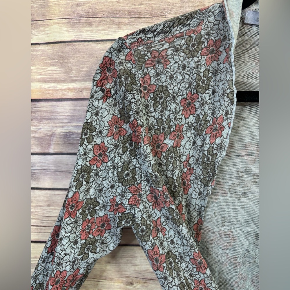 Cut Loose San Francisco Floral Mesh Long Sleeve Cardigan Topper Women's Size M - Picture 3 of 4